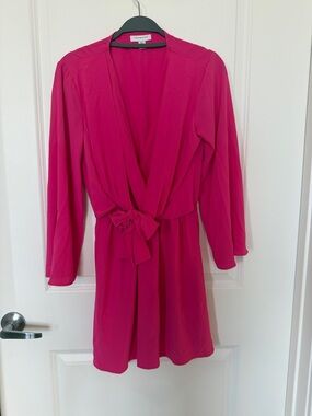 Topshop Fuchsia Wrap Tie-Waist Satin-Feel Robe